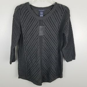 Chelsea and Theodore Crochet Sweater Charcoal Med